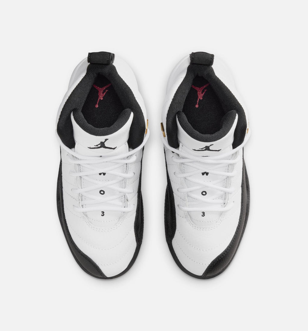 Air Jordan 12 Retro Taxi Preschool Lifestyle Shoe - White/Black/Taxi
