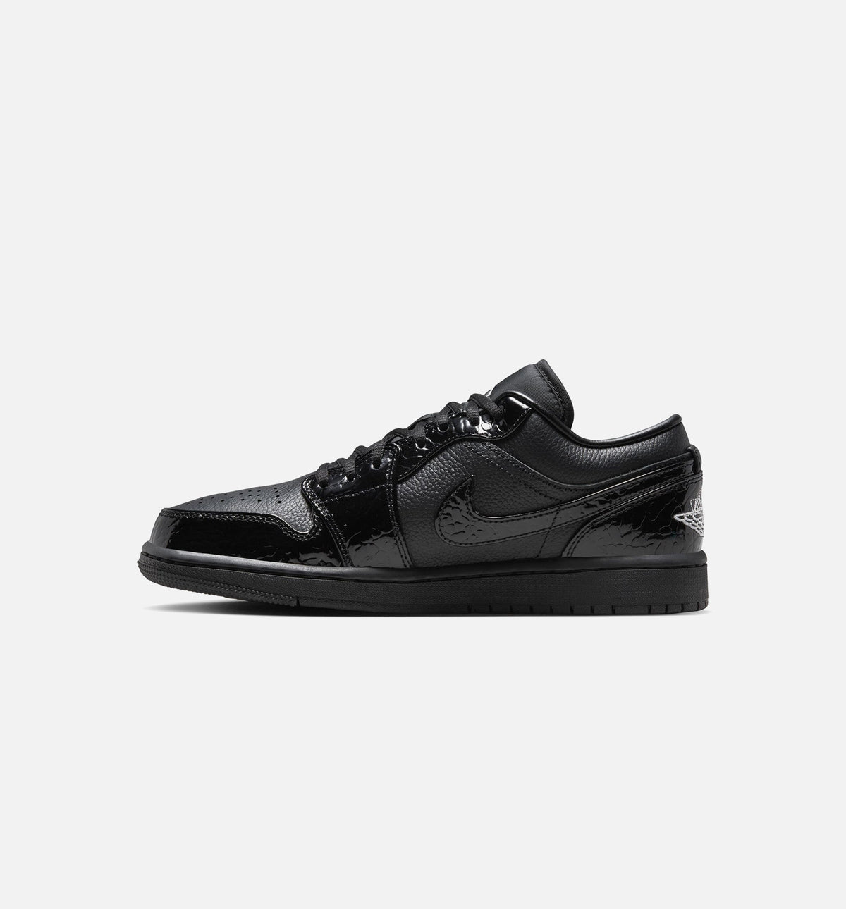 Air Jordan 1 Low Patent Elephant Women's Lifestyle Shoe - Black/Black/White/Metallic Silver